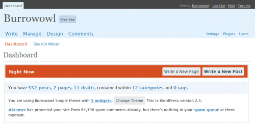 The atrocity that is the WordPress 2.5 dashboard